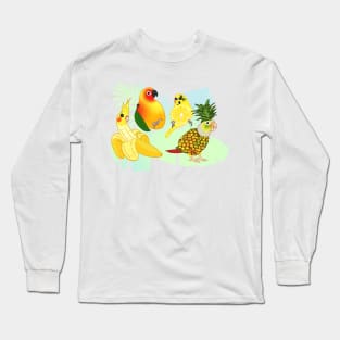 birbs fruits doodles Long Sleeve T-Shirt